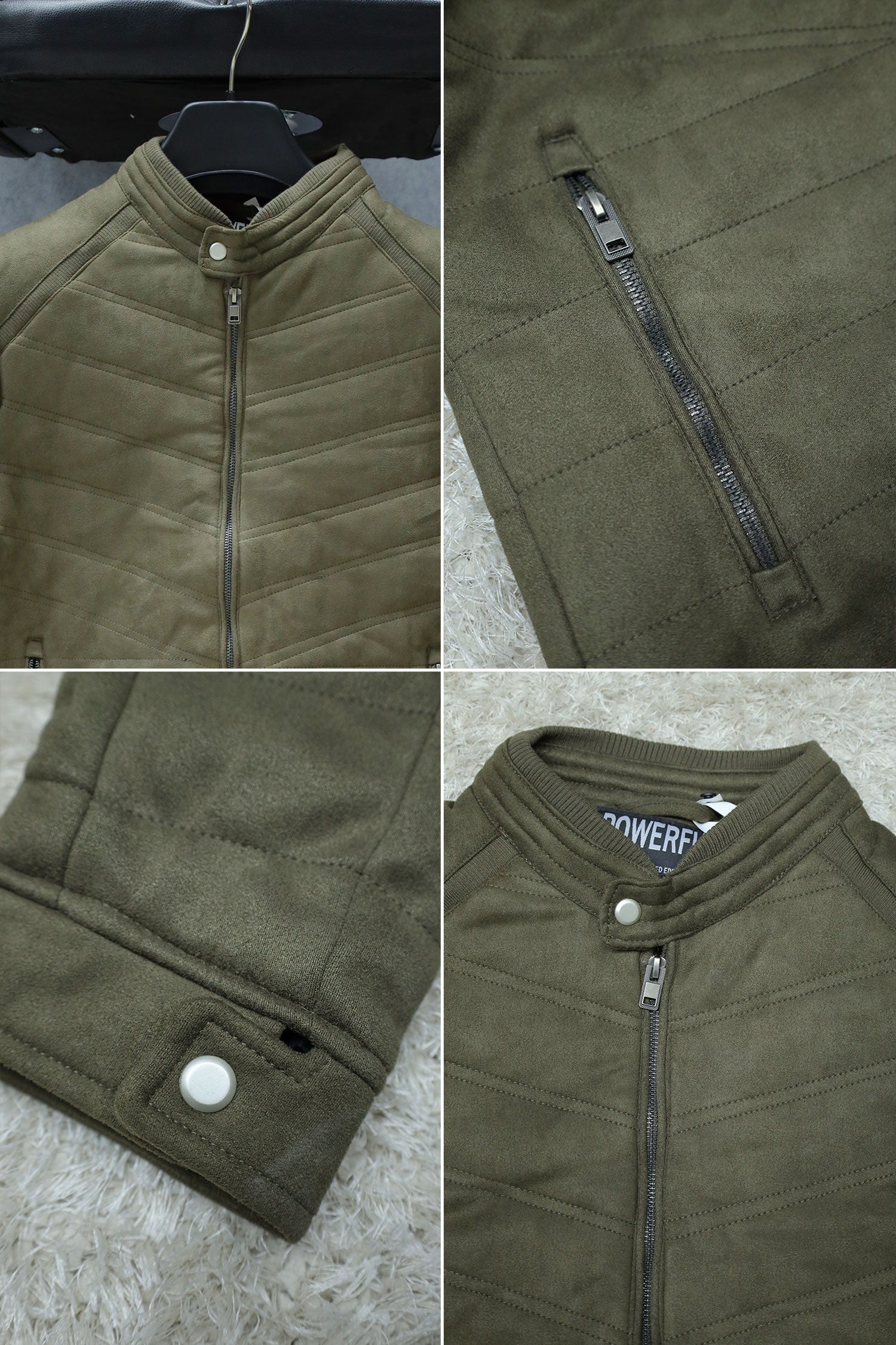 Stitched Motif Pattern Men's Suede Jacket