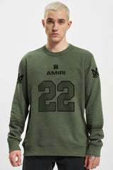 Amri 22 Signature Crew Neck Full Sleeves Men's Sweatshirt In Camo Green