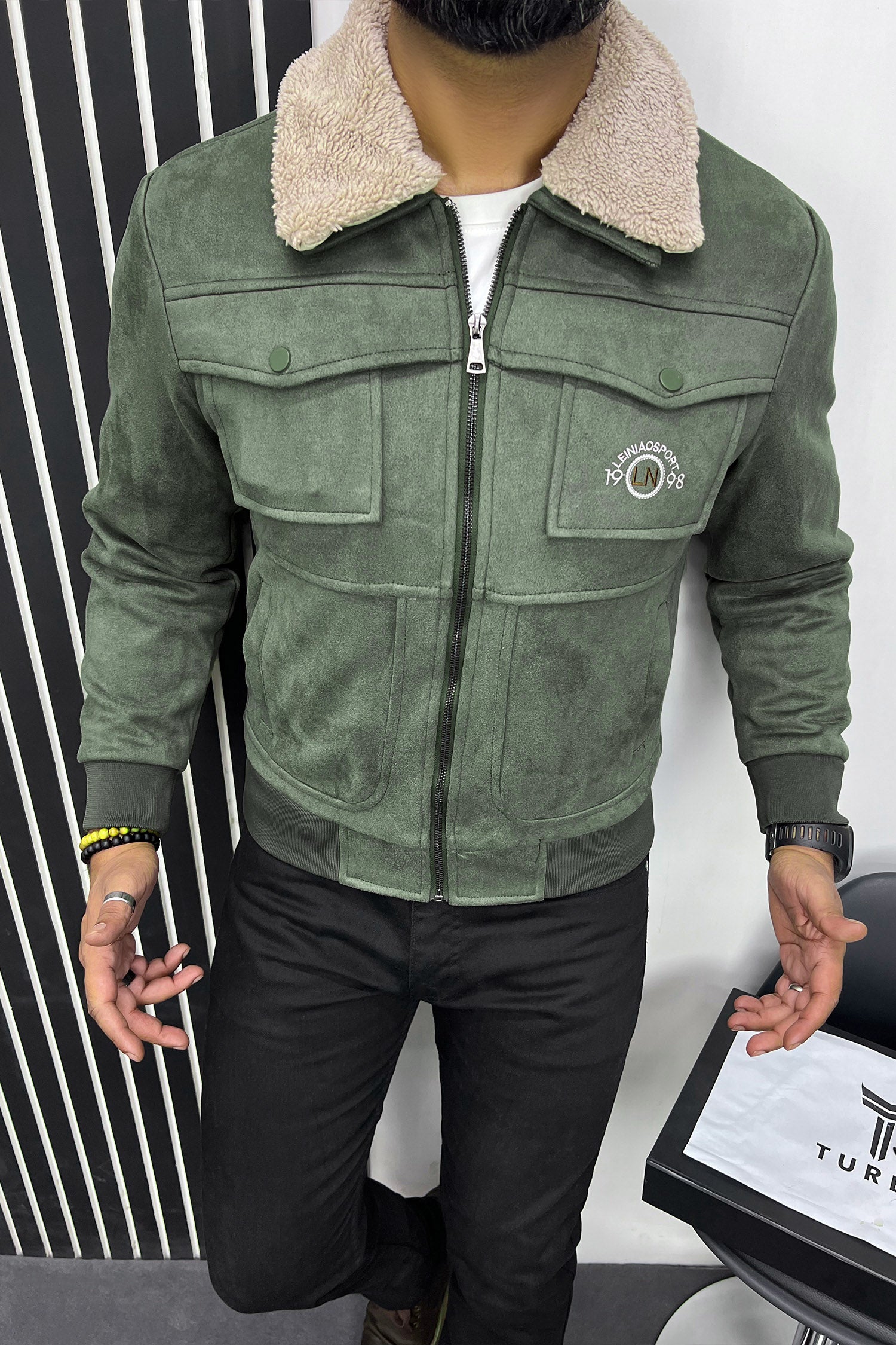 LN 1998 Classic Zipper Men's Suede Jacket