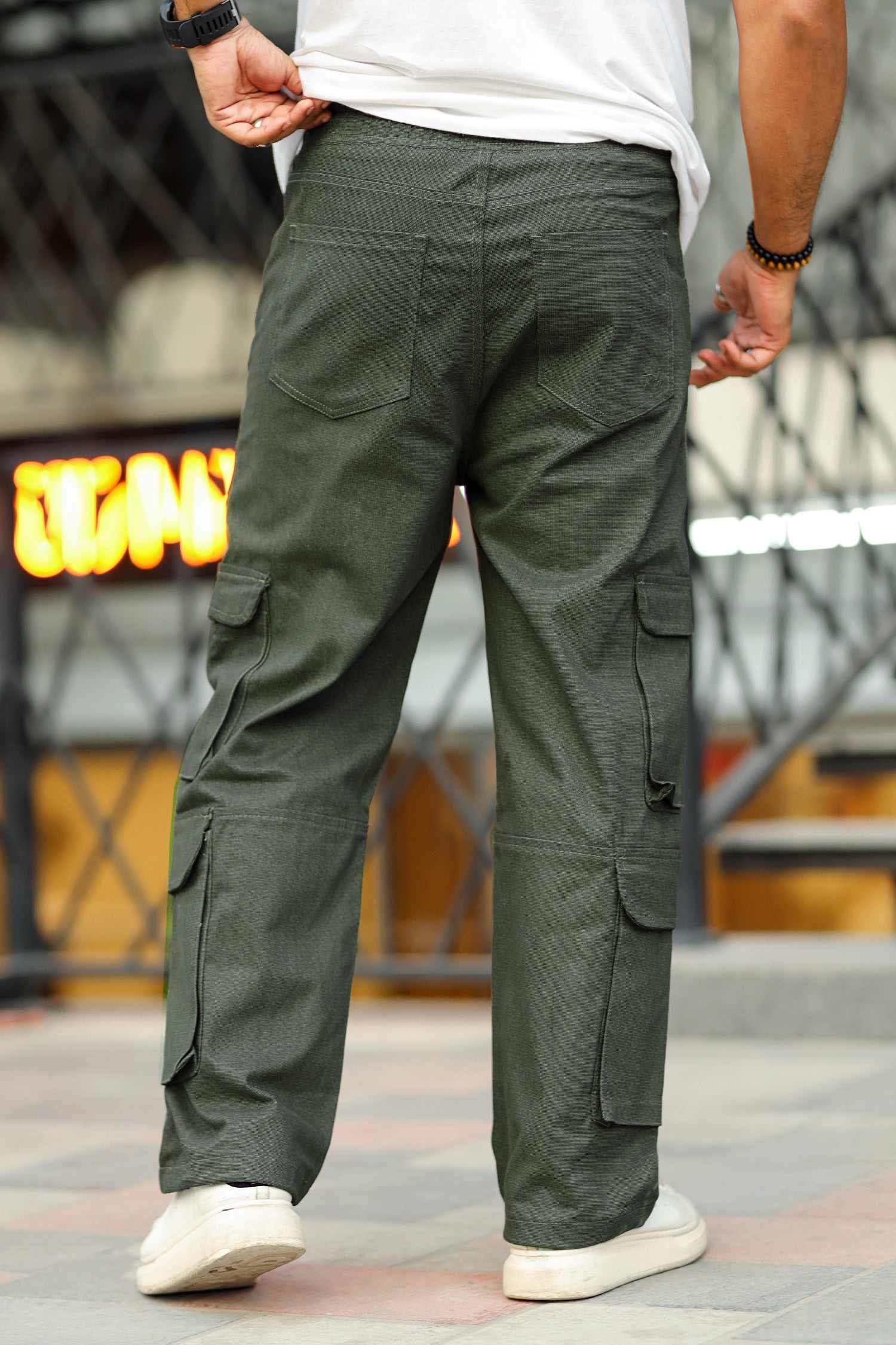 Turbo Pocket Style Imp Cotton Blend Cargo Trouser In Camo Green