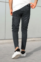 Light Faded Turbo Ankle Fit Jeans In Charcoal Grey