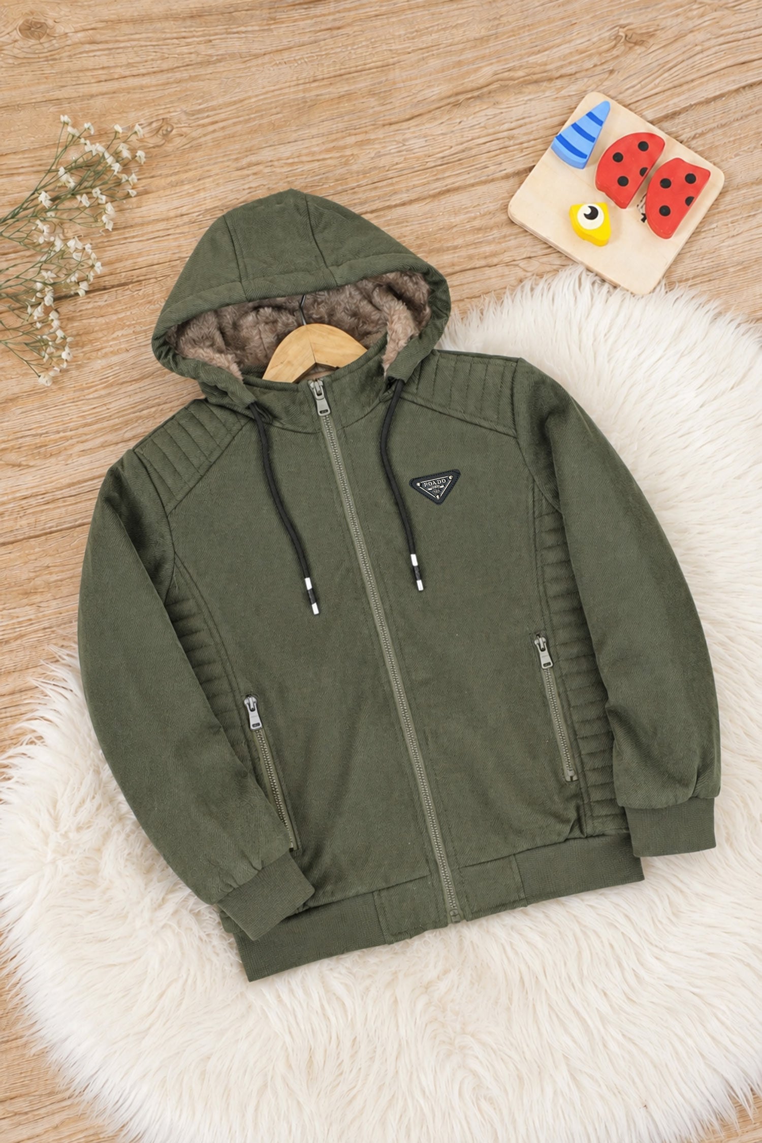 Essentials Hybrid Detachable Hood Imported Kid's Suede Jacket