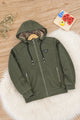 Essentials Hybrid Detachable Hood Imported Kid's Suede Jacket In Camo Green
