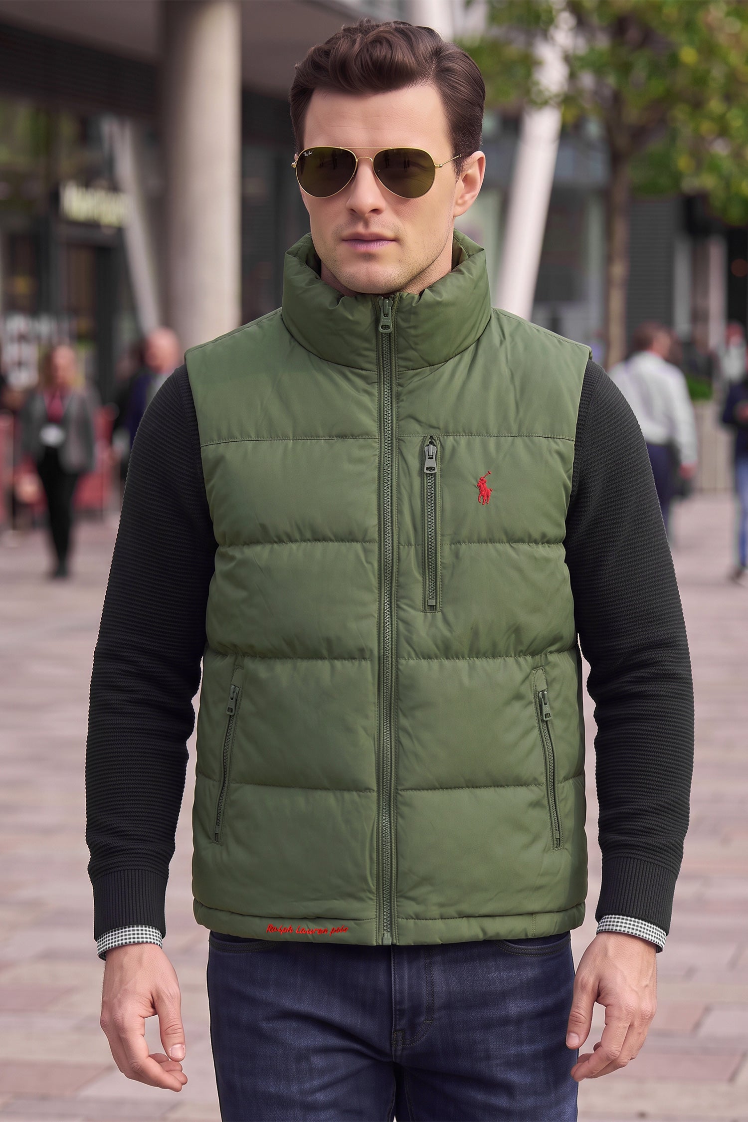 Polo Insulated Body-Warmer Imported Parachute Men's Gilet In Camo Green