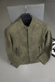Men's Distressed Suede Leather Jacket In Camo Green