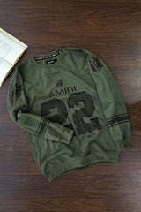 Amri 22 Signature Crew Neck Full Sleeves Men's Sweatshirt In Camo Green