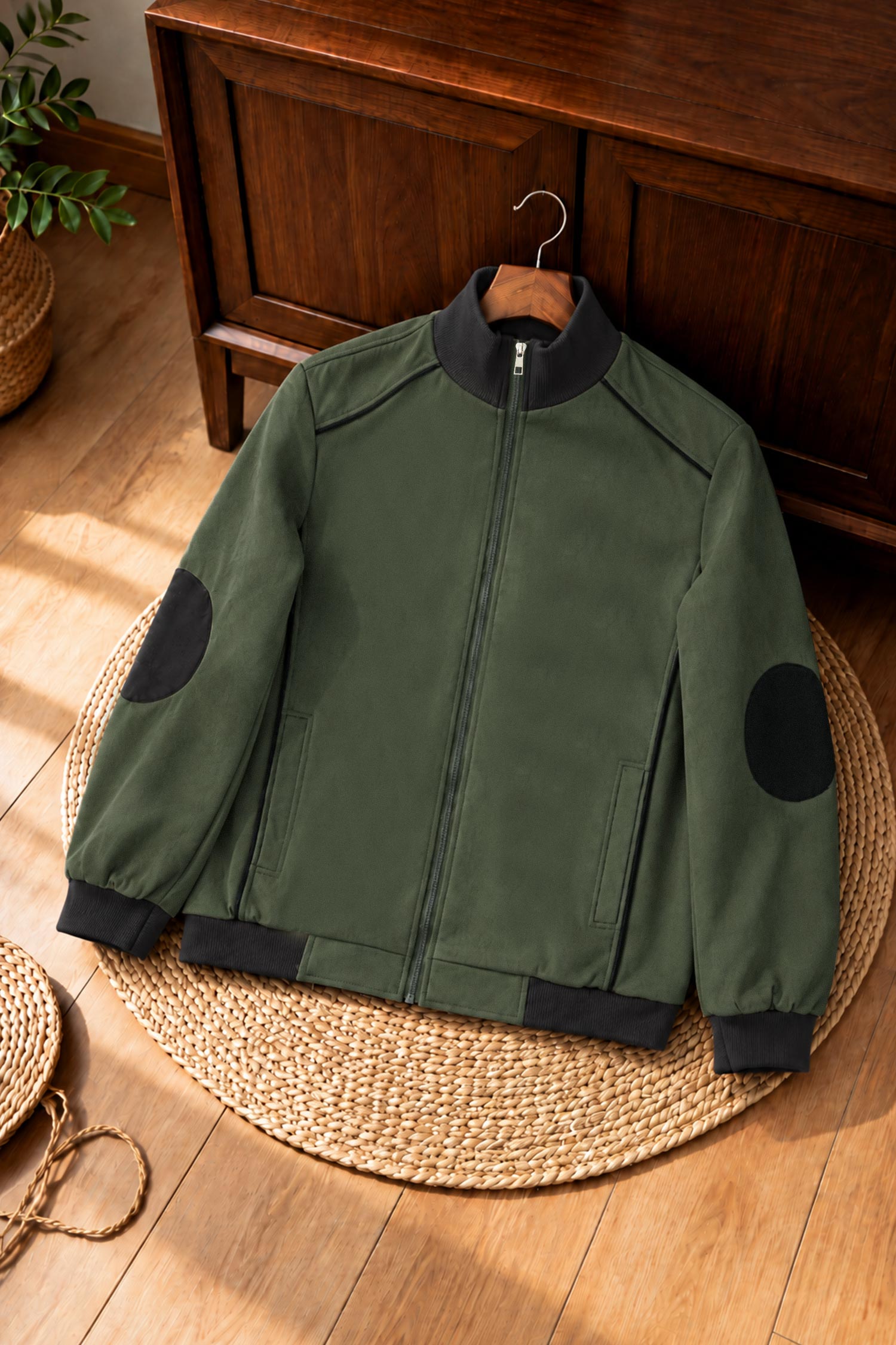 Turbo Classic Tactical Puller Imported Men's Suede Jacket In Camo Green