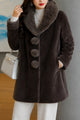 Women's Unique Spherical Buttons Imp Wool Long Coat In Choclate