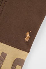 Rph Lren Classic Short Striped Zip Style Men's Polo Shirt In Choclate