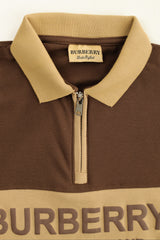 Brbrry 'The Lndn Englnd' Edition Zip Men's Polo Shirt In Chocolate