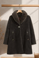 Women's Faux Fur Imp Wool Long Coat In Choclate