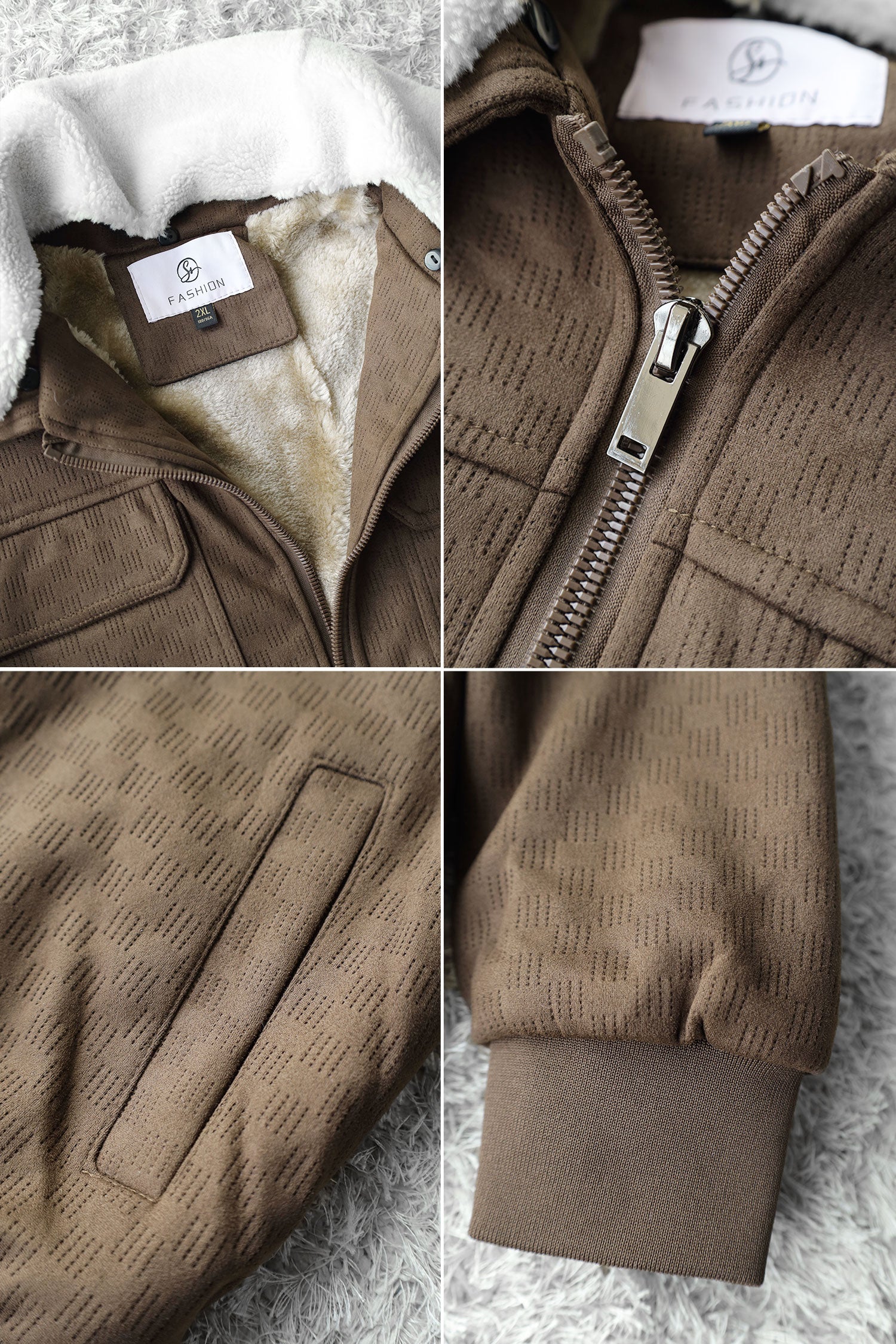 Self Texture Design Men's Suede Jacket