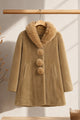 Women's Unique Spherical Buttons Imp Wool Long Coat In Camel