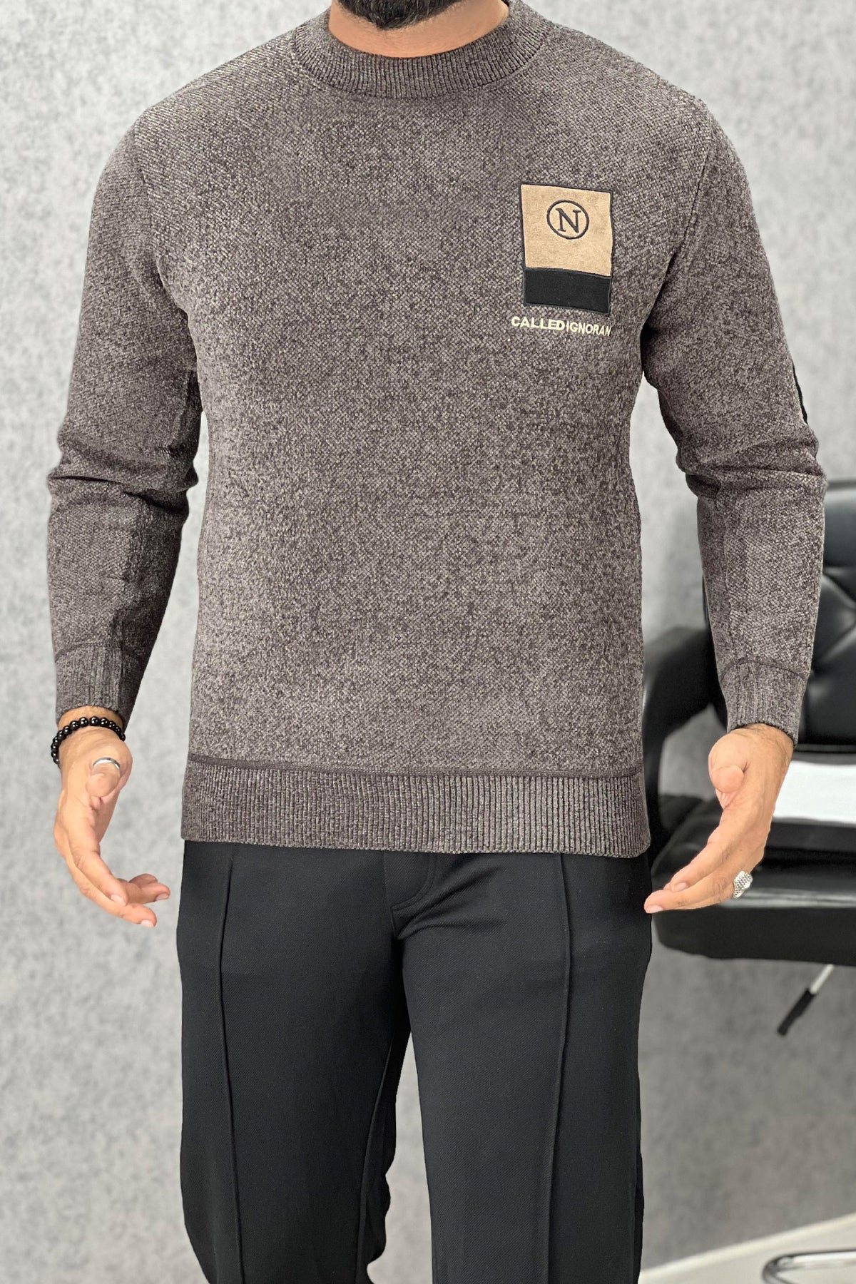 Fashion Patchwork Round Neck Imported Men's Sweatshirt