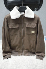 Self Texture Design Men's Suede Jacket