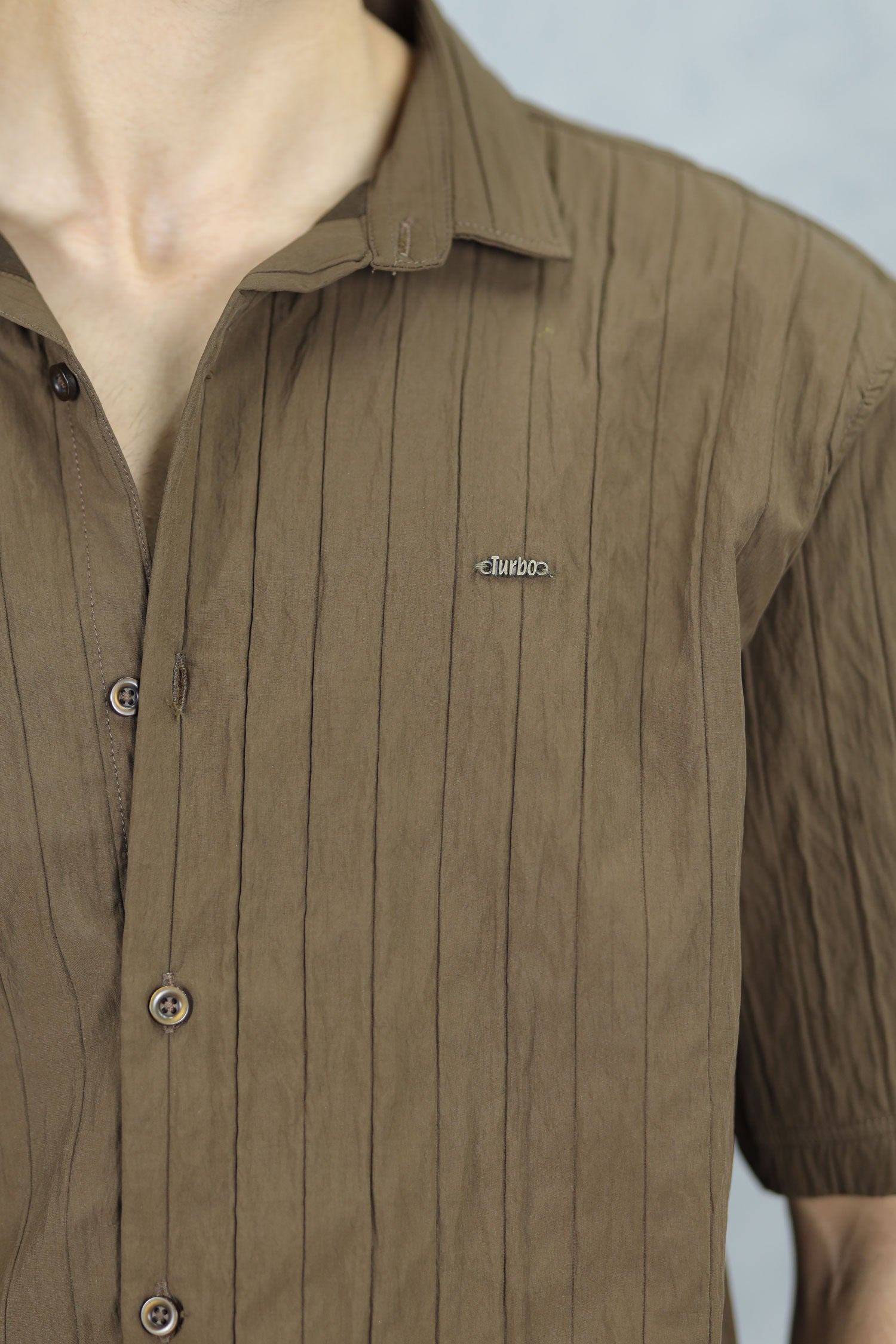 Turbo Crease-Striped Casual Shirt