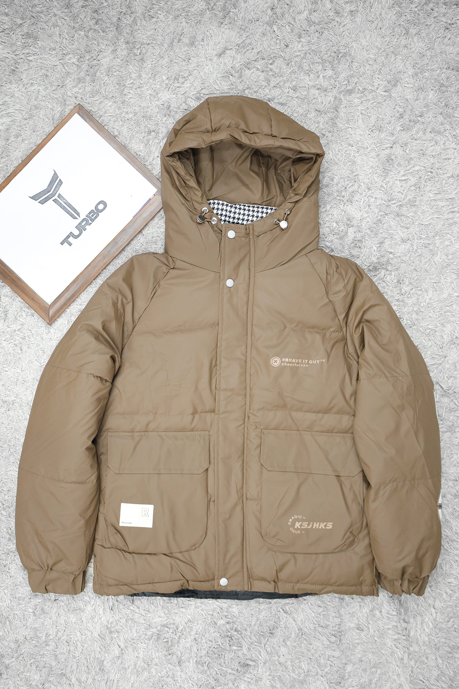 Brave it Out Cheerful Hooded Imported Puffer Jacket