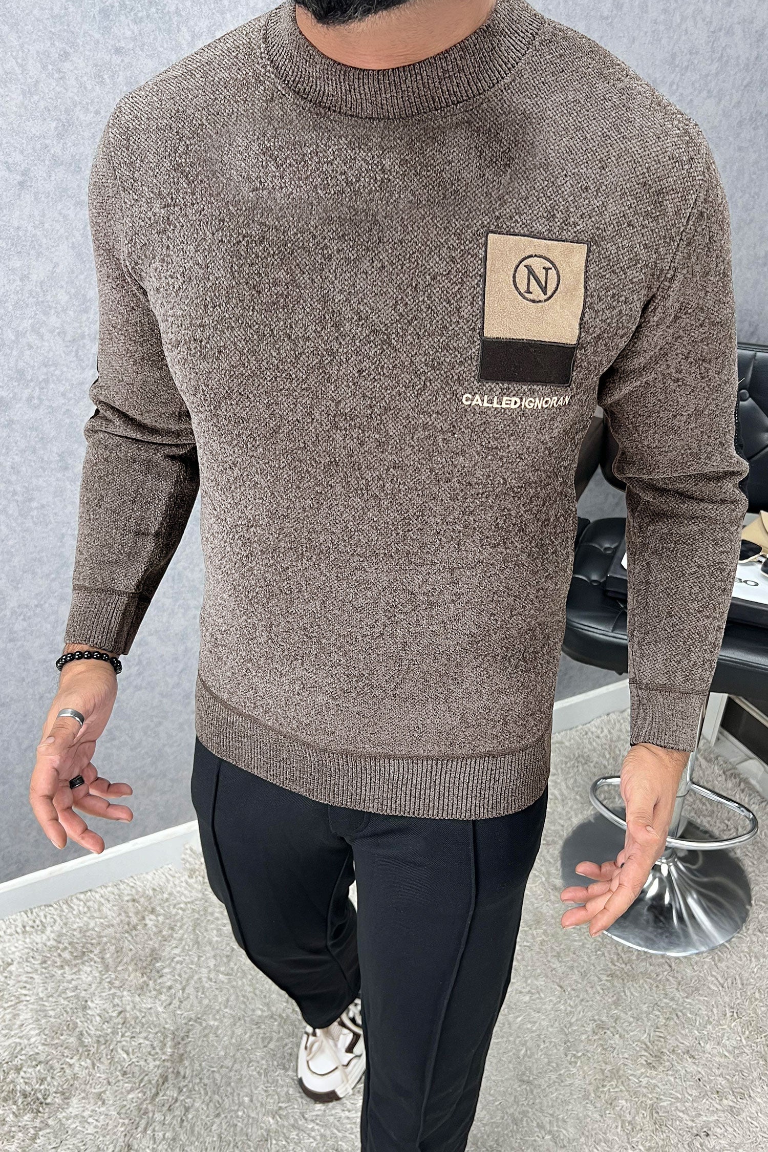 Fashion Patchwork Round Neck Imported Men's Sweatshirt