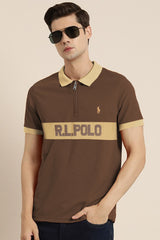 Rph Lren Classic Short Striped Zip Style Men's Polo Shirt
