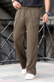 Turbo Summer Thin Waffle Textured Loose Bottom Trouser In Chocolate