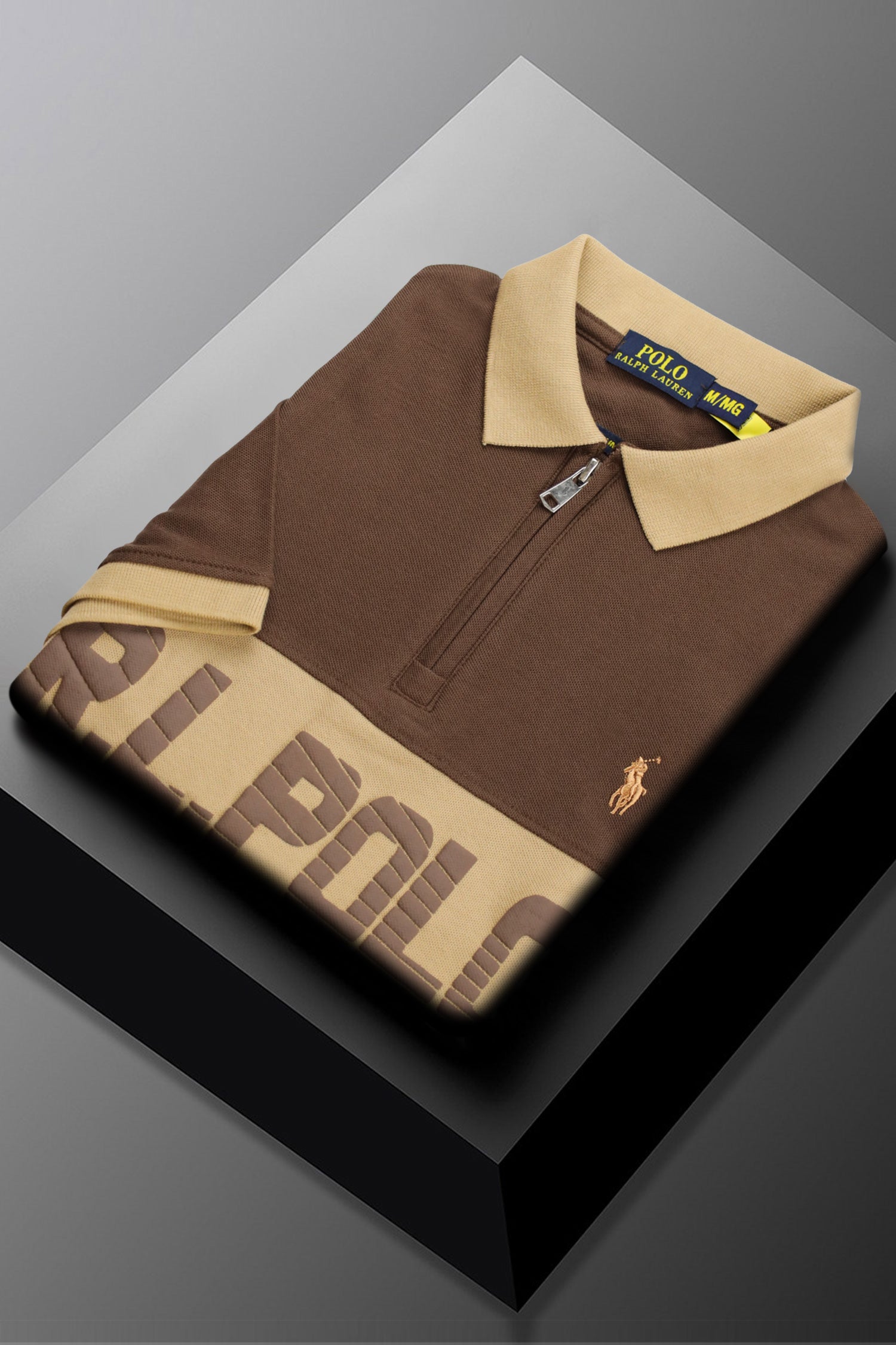 Rph Lren Classic Short Striped Zip Style Men's Polo Shirt