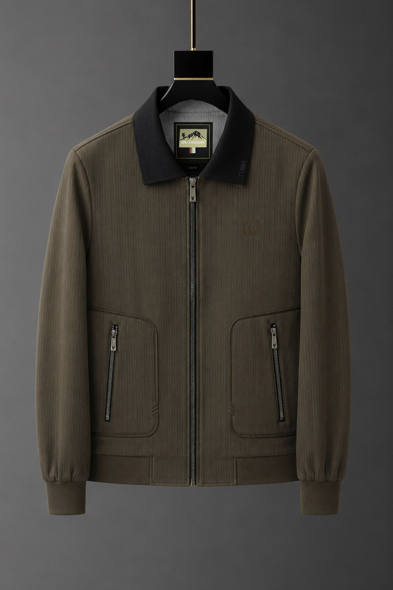 Turbo Textured Stripe Design Imp Men's Wool Jacket In Choclate