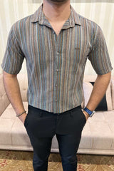 Turbo Spring Edit Textured Casual Shirt In Charcoal