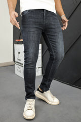 Light Faded Turbo Slim Fit Jeans In Charcoal