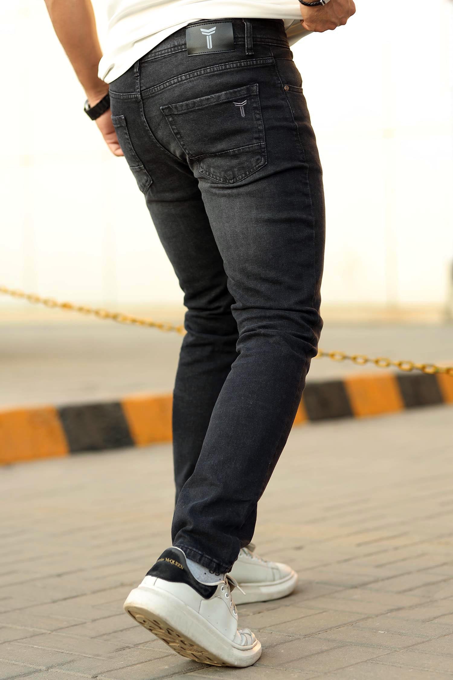 Turbo Slim Fit Jeans In Charcoal