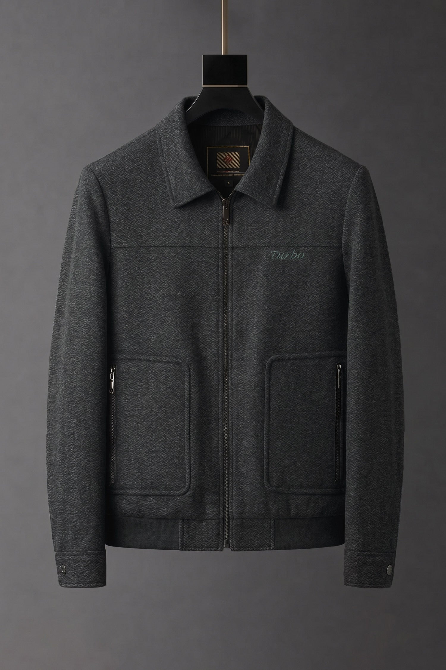 Turbo Zip-Through Trucker Imp Men's Wool Jacket In Charcoal