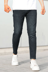 Light Faded Turbo Ankle Fit Jeans In Charcoal