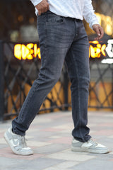 Comfy Light Shaded Slim Fit Turbo Jeans In Charcoal