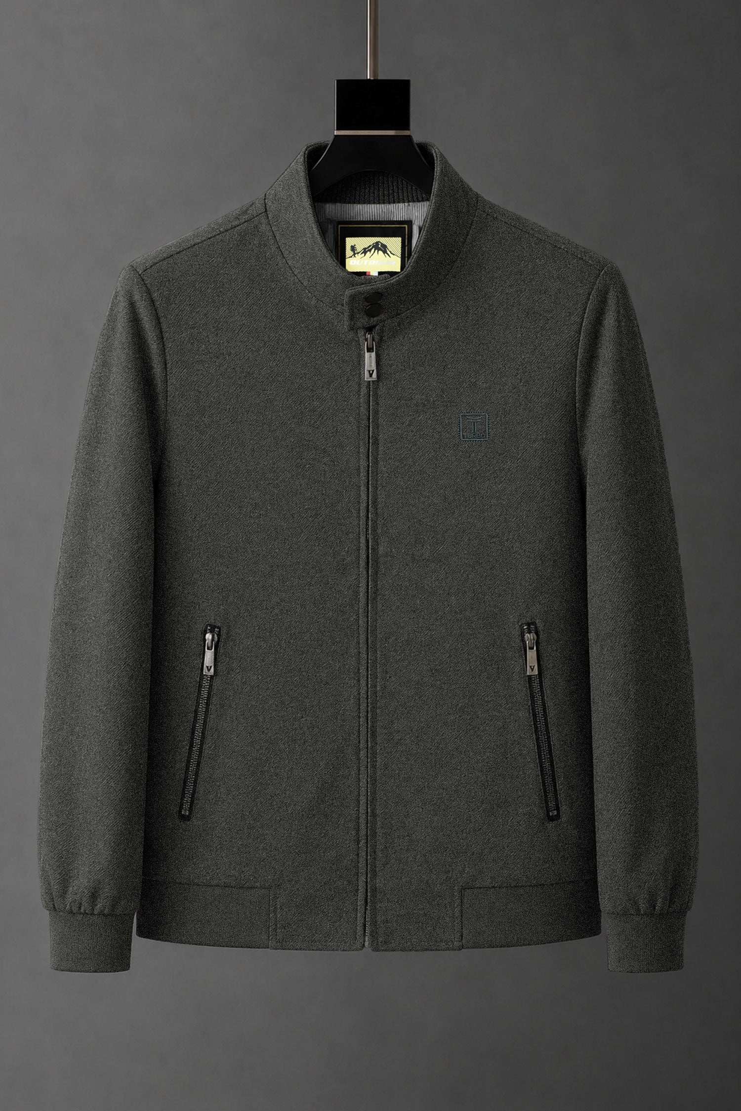 Turbo Mock Neck Style Imp Men's Wool Jacket In Charcoal