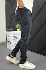 Light Faded Turbo Slim Fit Jeans In Charcoal