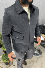 Button Pockets Design Imported Men's Woolen Jacket