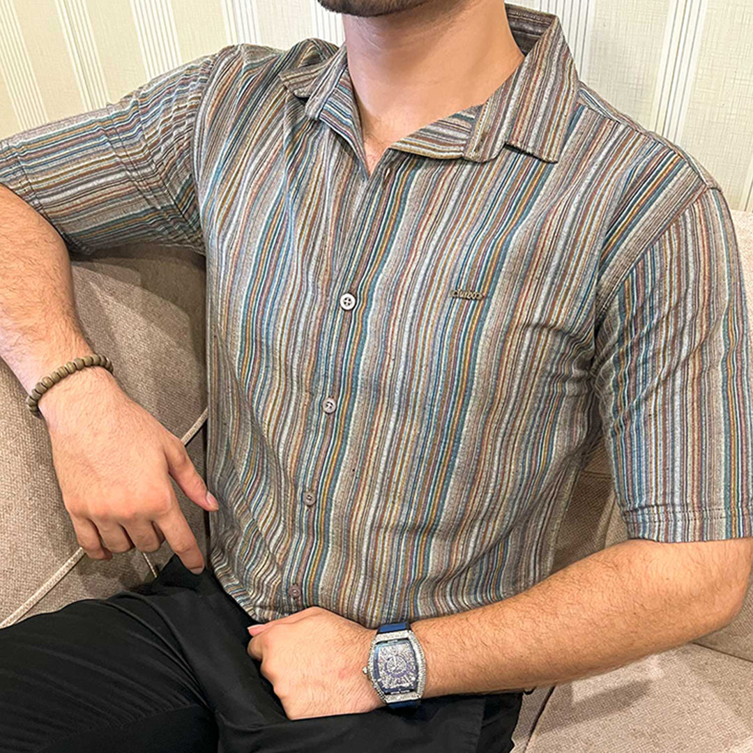 Turbo Spring Edit Textured Casual Shirt In Charcoal