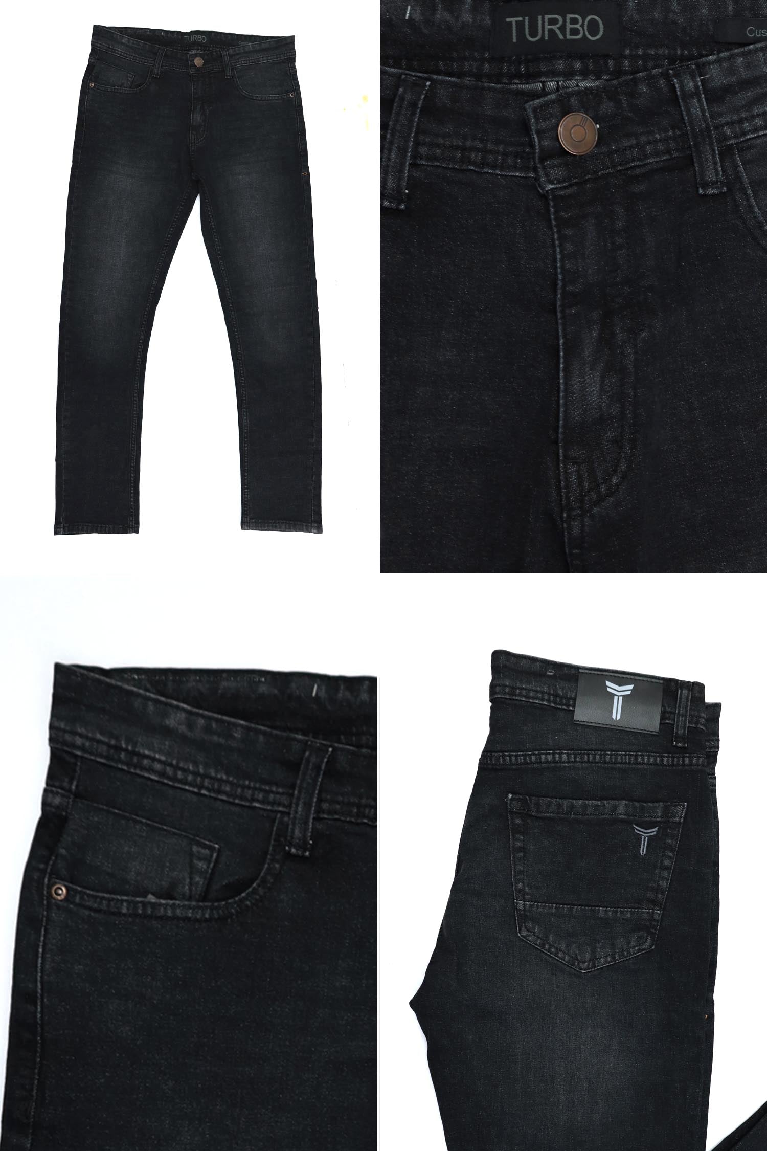 Turbo Slim Fit Jeans In Charcoal