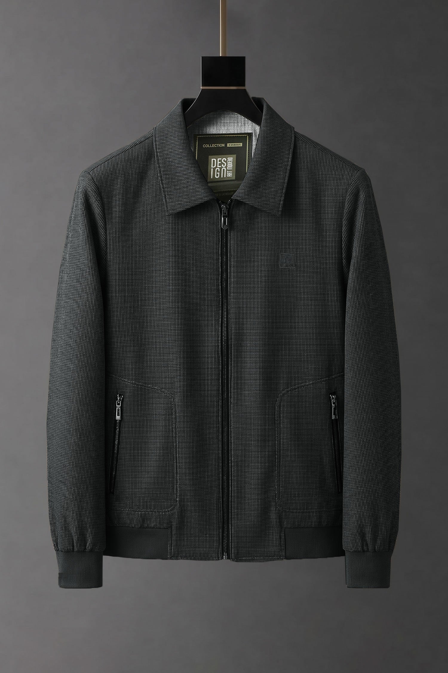 Turbo Fashionable Turn- Collar Imp Men's Wool Jacket In Charcoal