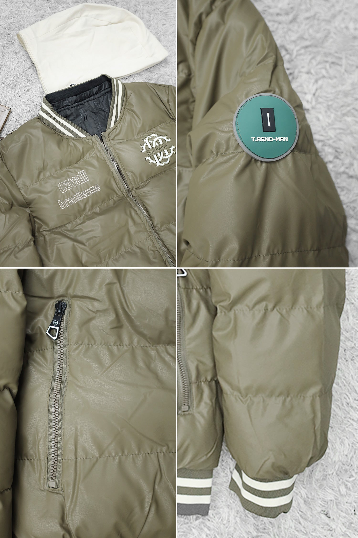 Rib Collar Hooded Padded Imported Puffer Jacket