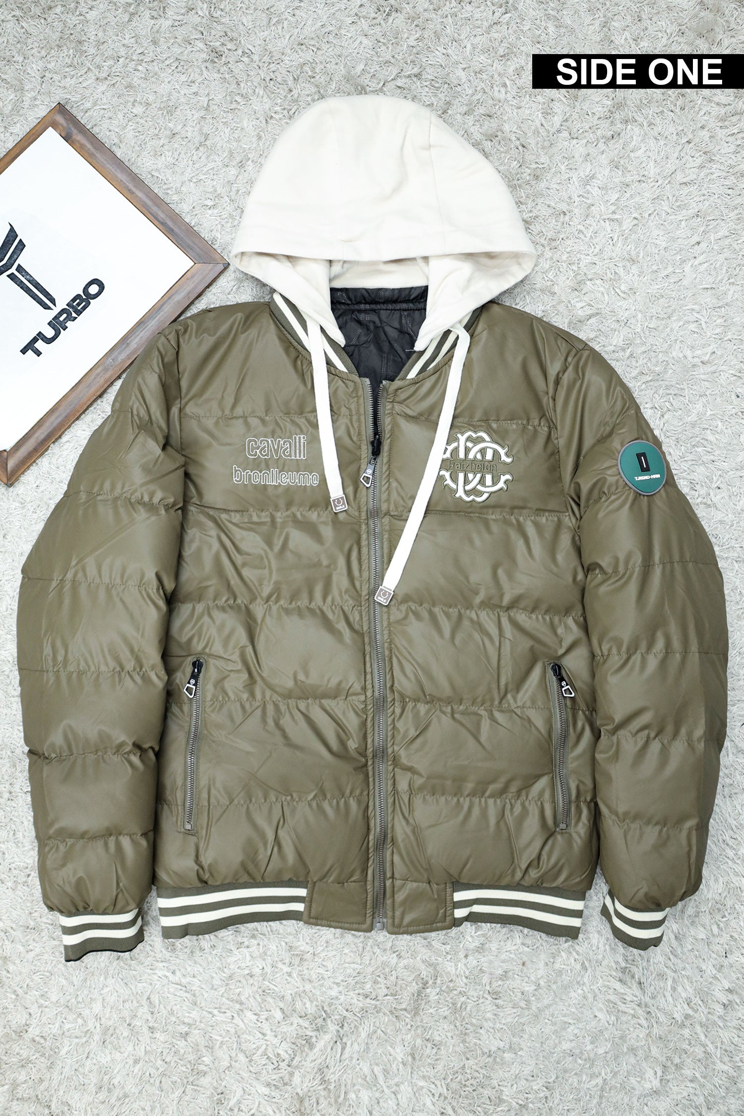 Rib Collar Hooded Padded Imported Puffer Jacket