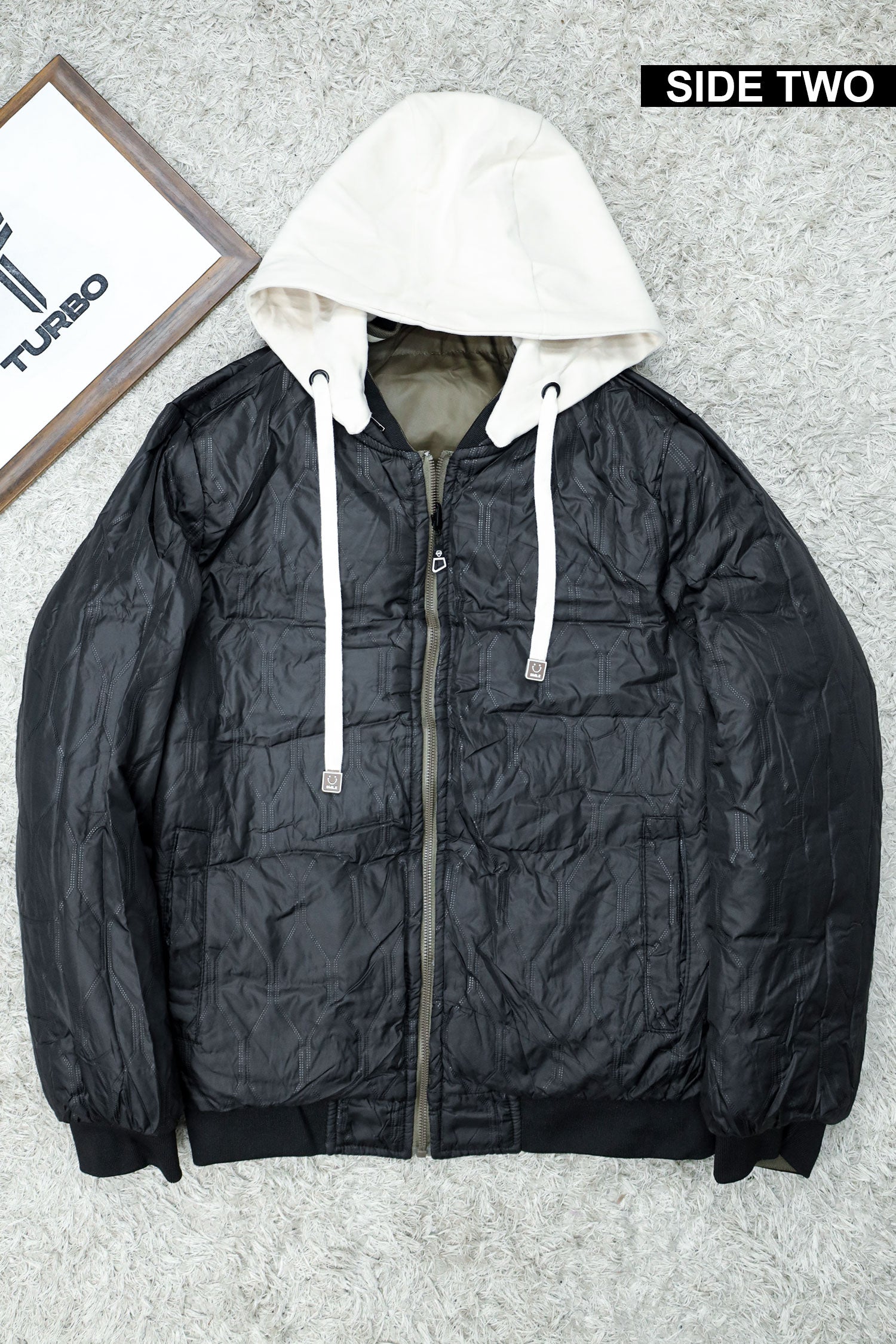 Rib Collar Hooded Padded Imported Puffer Jacket