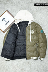 Rib Collar Hooded Padded Imported Puffer Jacket