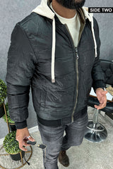 Rib Collar Hooded Padded Imported Puffer Jacket