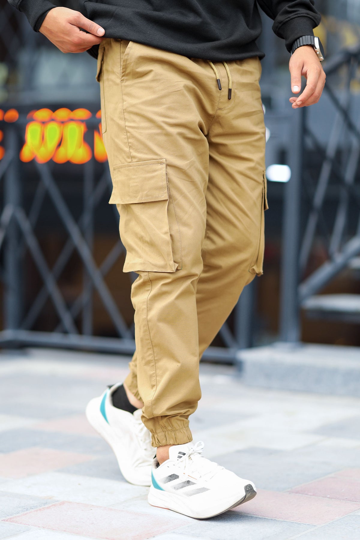 Turbo Cut Style 7 Pocket Style Imp Cotton Cargo Trouser In Camel