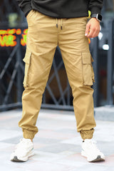 Turbo Cut Style 7 Pocket Style Imp Cotton Cargo Trouser In Camel