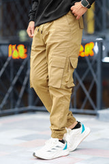 Turbo Cut Style 7 Pocket Style Imp Cotton Cargo Trouser In Camel