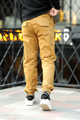 Turbo Vintage Grip Signature Imp Cotton Cargo Trouser In Camel