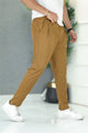 Turbo Elastic Classic Pleated Slimfit Trouser In Camel