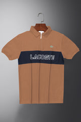 Lcste Color-Block Panel Men's Polo Shirt In Camel