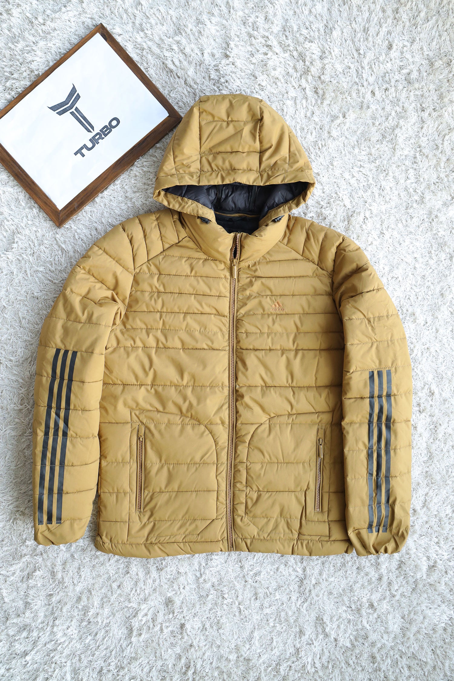 Adds Half Stripe Hooded Padded Imported Puffer Jacket